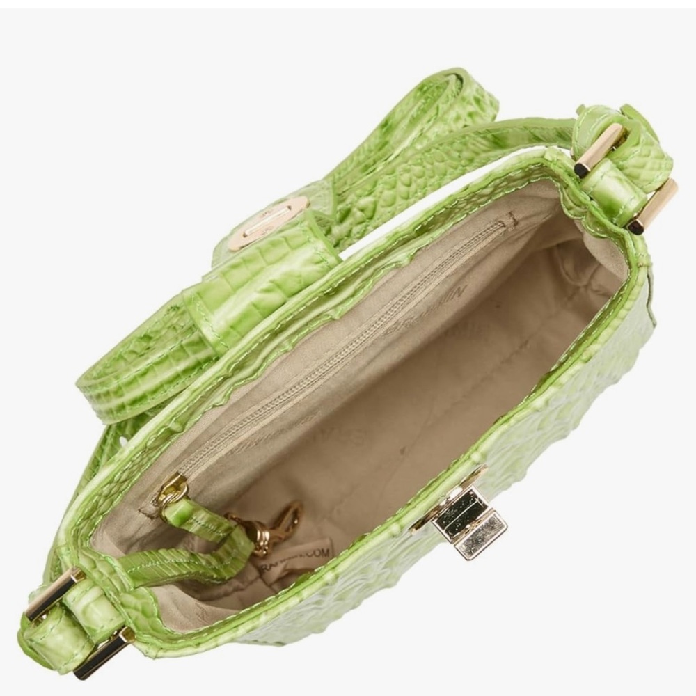 Women’s Lime Green Croc-Embossed Crossbody Bag - Picture 4 of 6